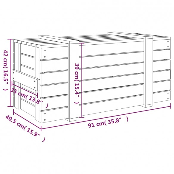 Boîte de rangement Gris 91x40,5x42 cm Bois massif de pin