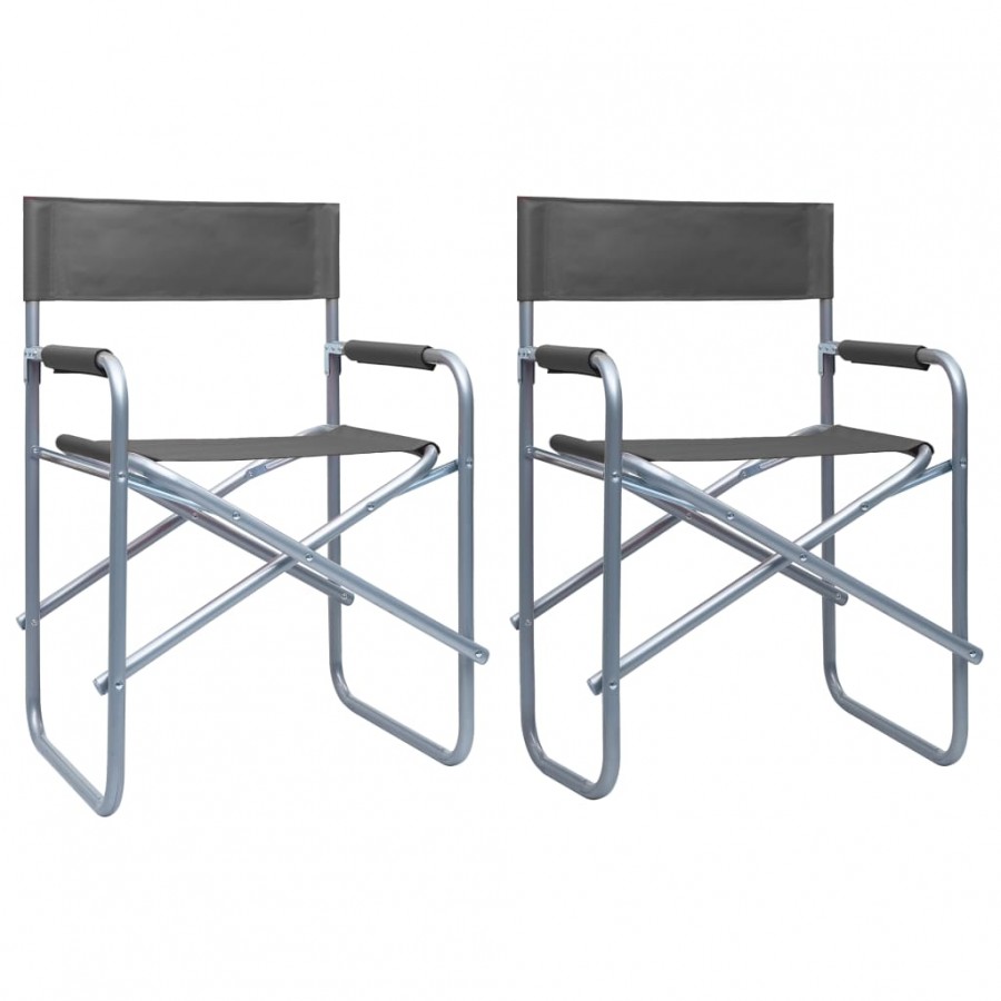 Chaises de metteur en scène 2 pcs Acier Gris