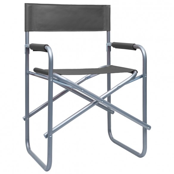 Chaises de metteur en scène 2 pcs Acier Gris