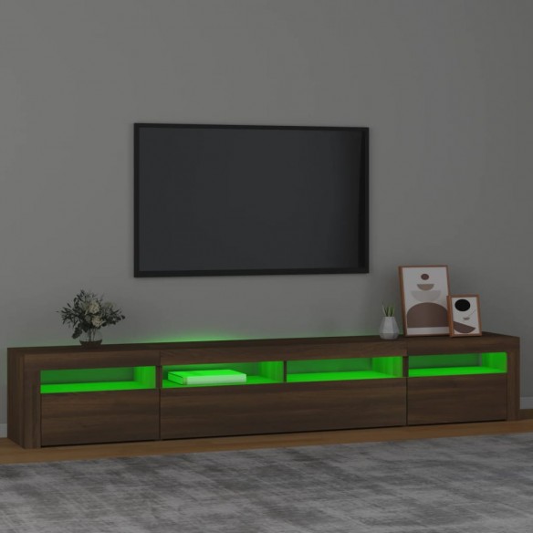 Meuble TV avec lumières LED Chêne marron 240x35x40 cm
