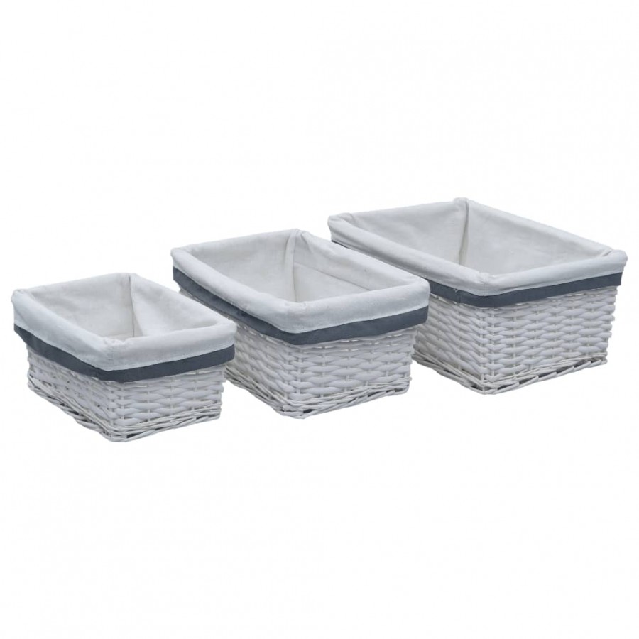 Ensemble de paniers gigognes 3 pcs Blanc Saule