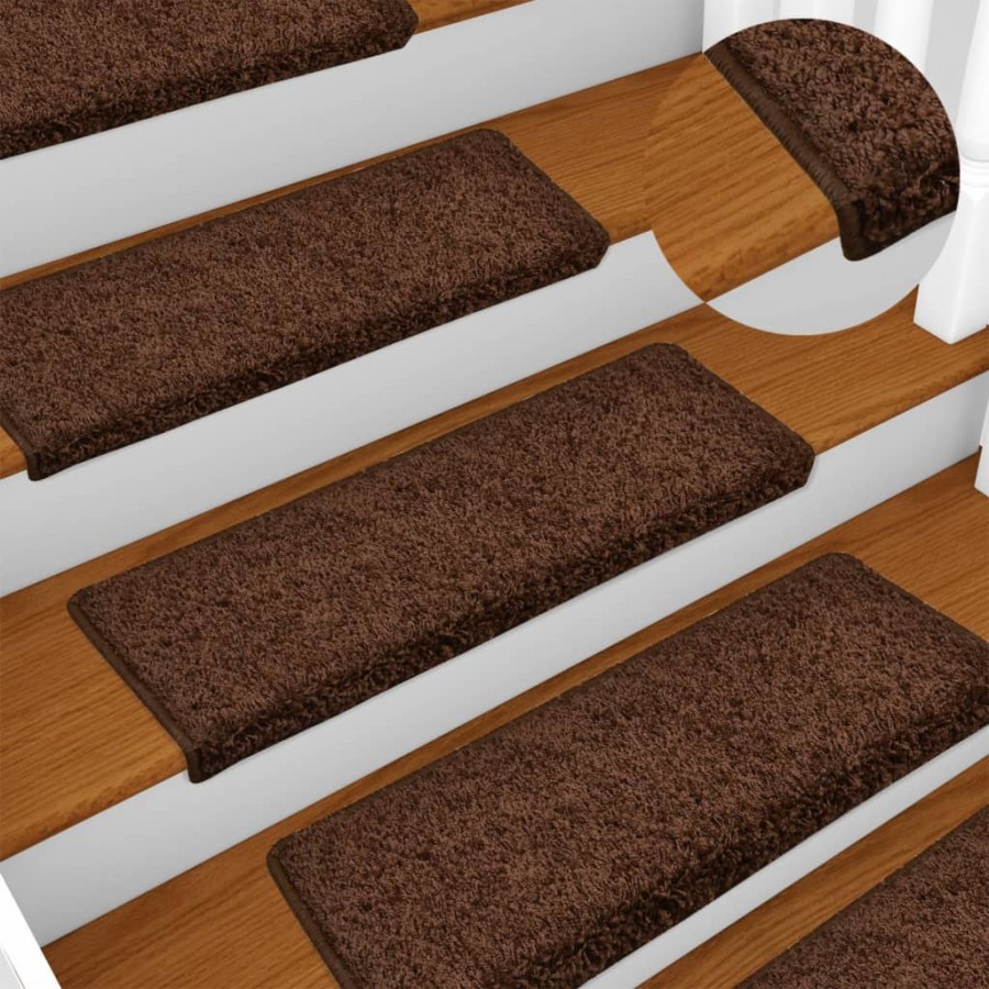 Tapis d'escalier 10 pcs 65x21x4 cm Marron