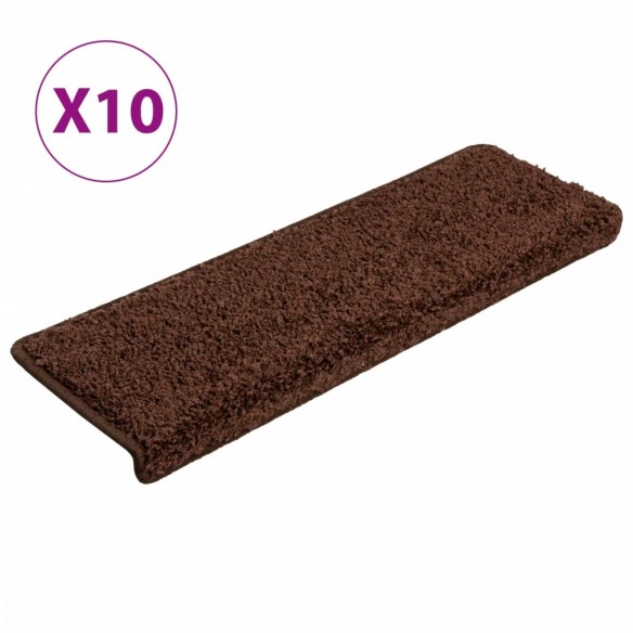 Tapis d'escalier 10 pcs 65x21x4 cm Marron