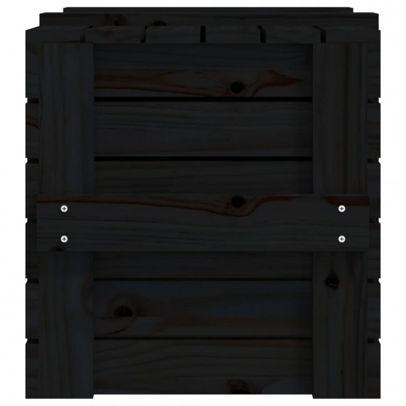 Boîte de rangement Noir 58x40,5x42 cm Bois massif de pin