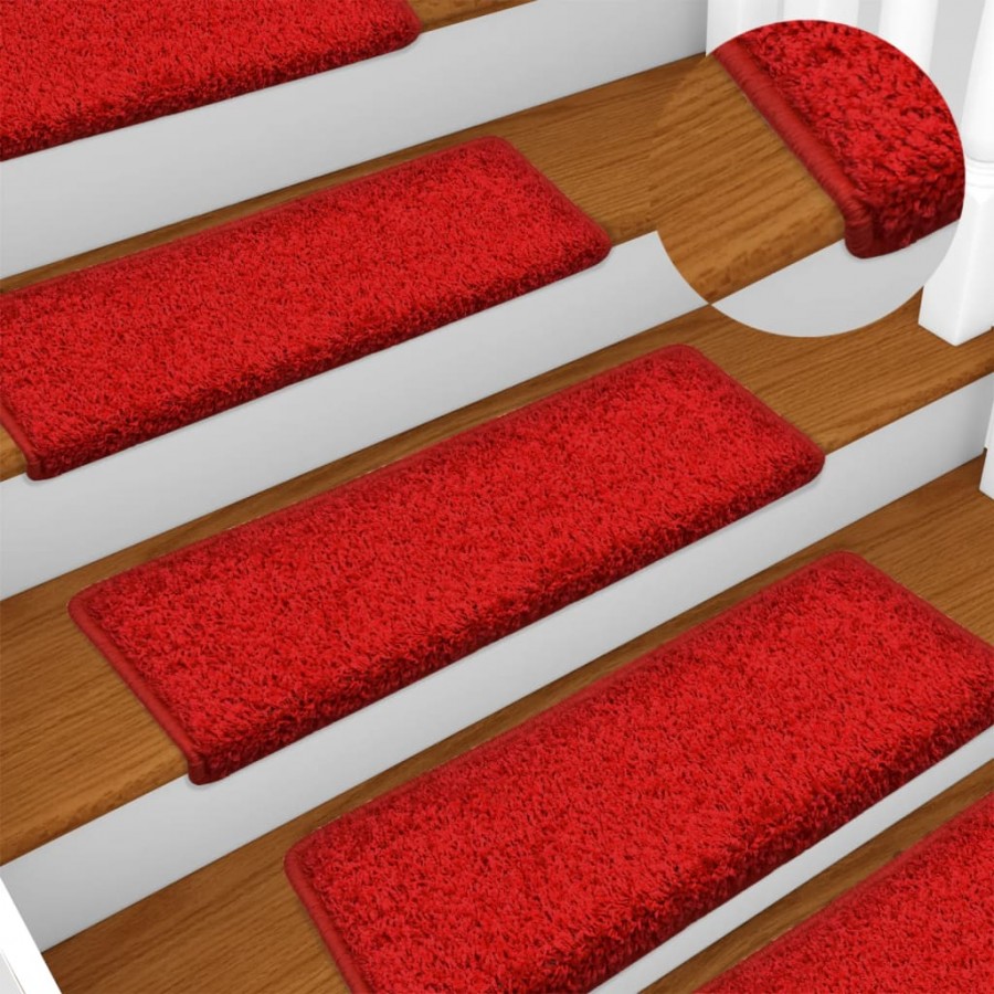 Tapis d'escalier 5 pcs 65x21x4 cm Rouge