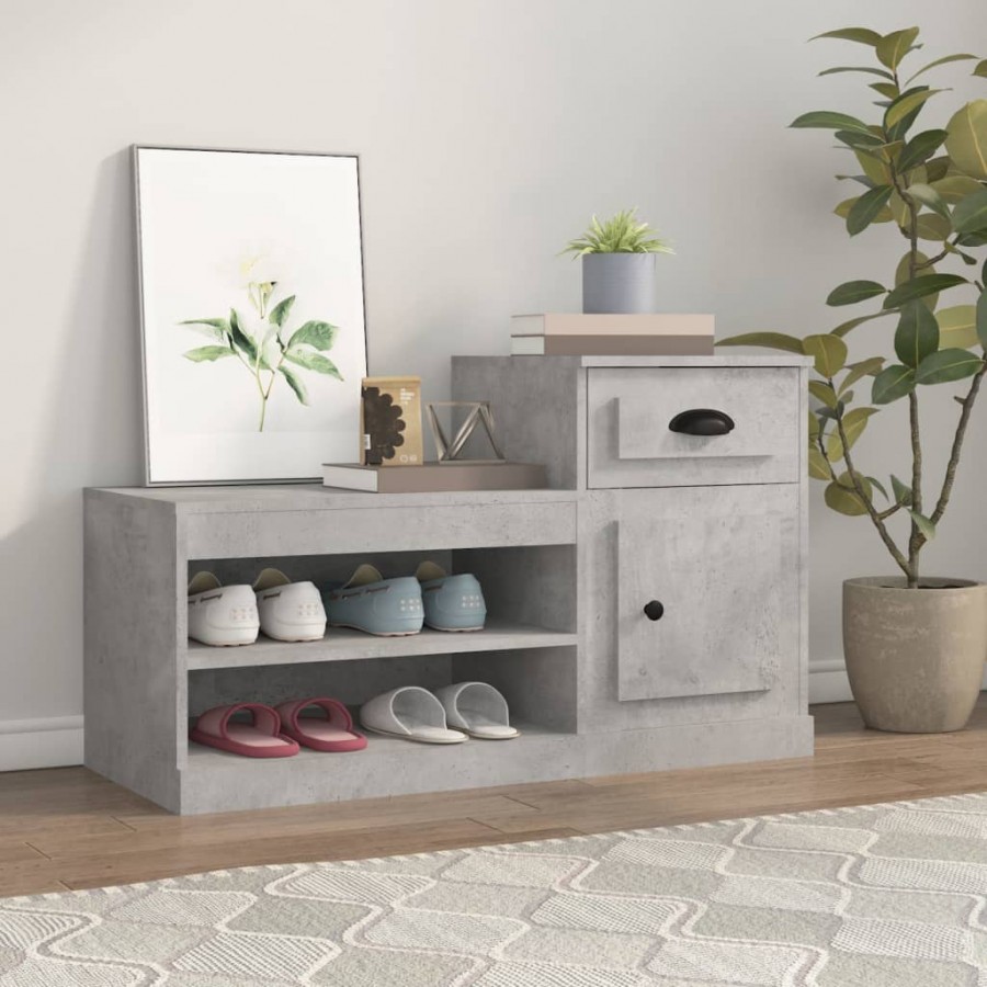 Armoire à chaussures gris béton 100x42x60 cm bois d'ingénierie