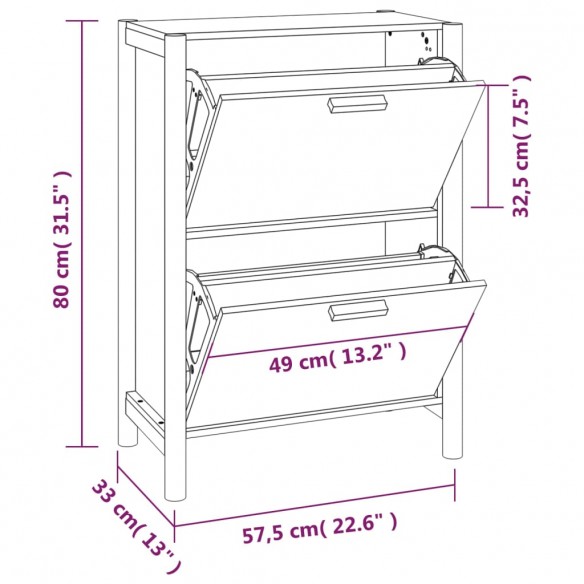 Armoire à chaussures 57,5x33x80 cm Bois d'ingénierie