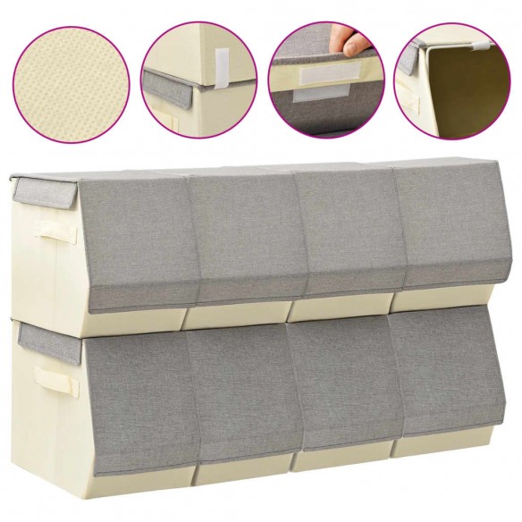 Boîtes de rangement empilables avec couvercle 8 pcs Tissu