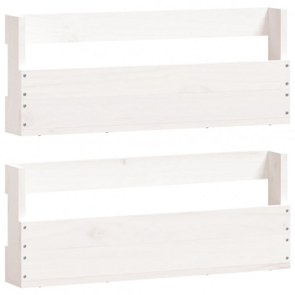 Étagères à chaussures murales 2 pcs Blanc 59x9x23 cm Pin massif