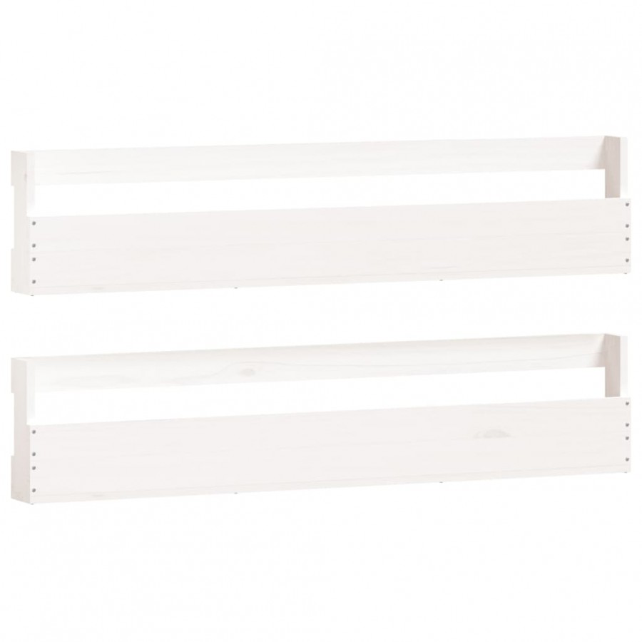 Étagères à chaussures murales 2 pcs Blanc 110x9x23cm Pin massif