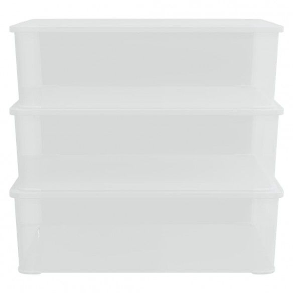 Boîtes de rangement en plastique 3 pcs 25 L empilables