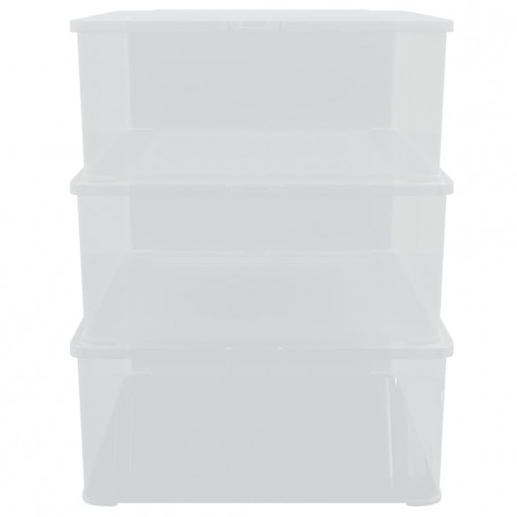 Boîtes de rangement en plastique 3 pcs 25 L empilables