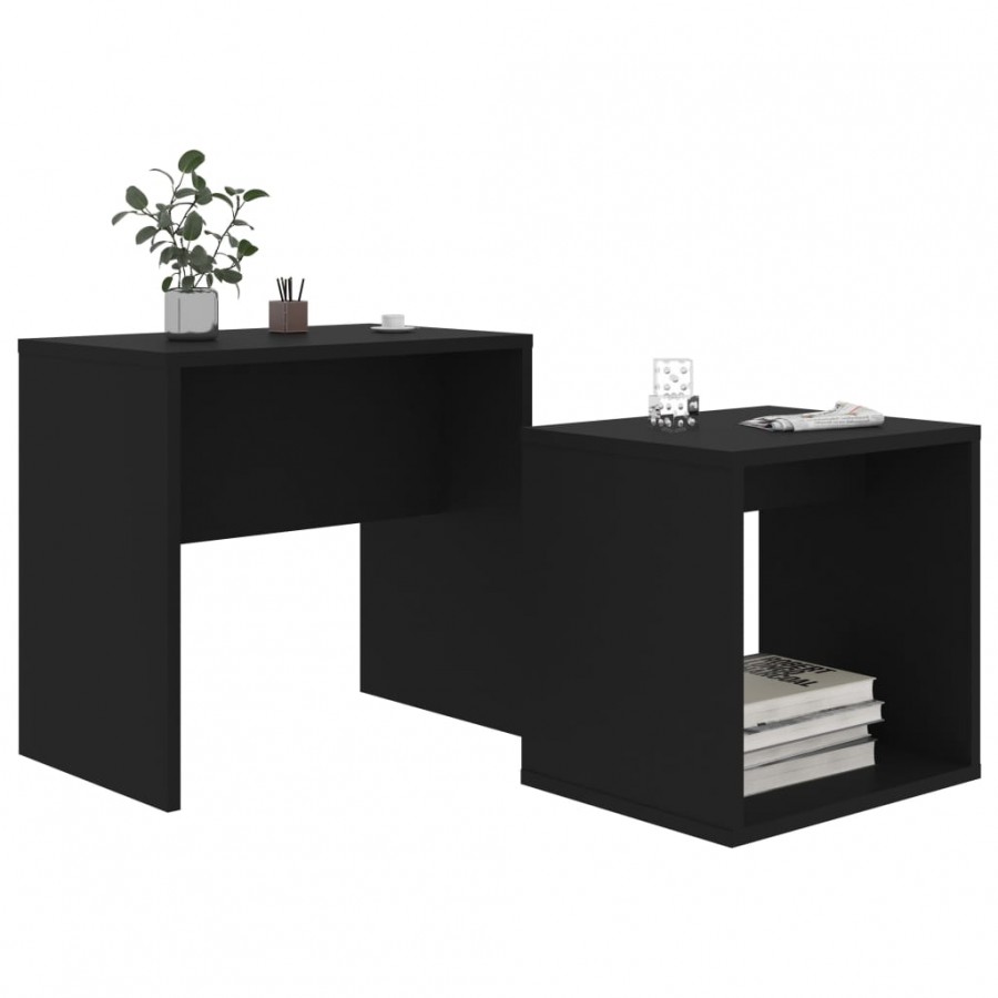 Ensemble de tables basses Noir 48x30x45 cm Aggloméré Ensemble de tables basses Noir 48x30x45 cm Aggloméré