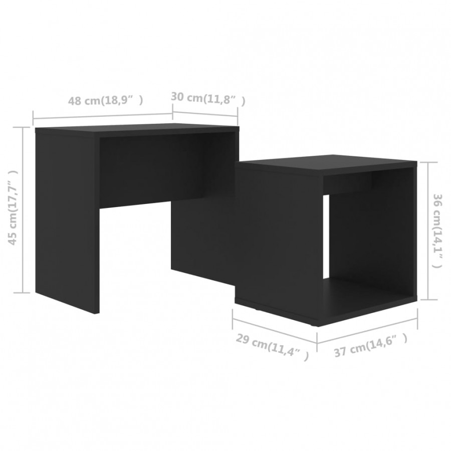 Ensemble de tables basses Noir 48x30x45 cm Aggloméré Ensemble de tables basses Noir 48x30x45 cm Aggloméré