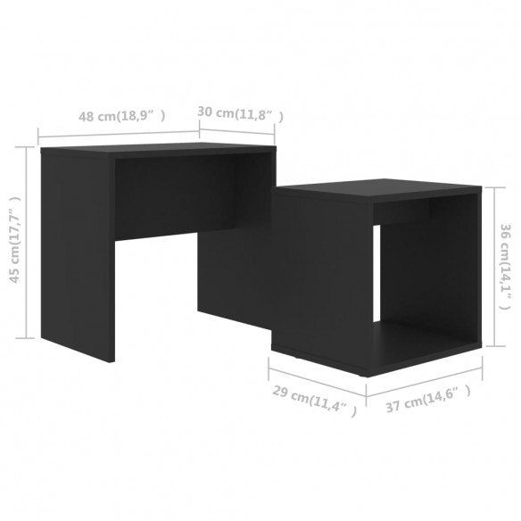 Ensemble de tables basses Noir 48x30x45 cm Aggloméré