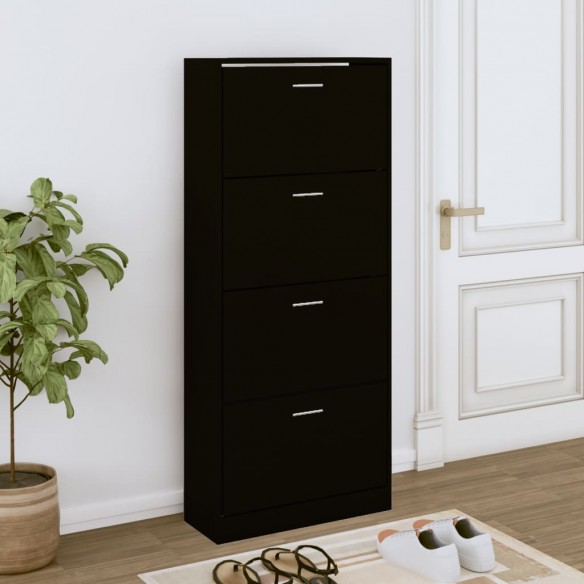 Armoire à chaussures Noir 63x24x147 cm Bois d'ingénierie