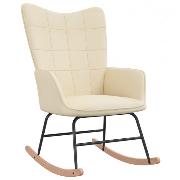 Chaise à bascule avec tabouret Crème Tissu