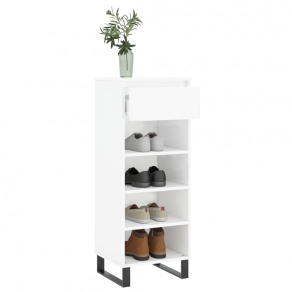 Armoire à chaussures Blanc brillant 40x36x105cm Bois ingénierie