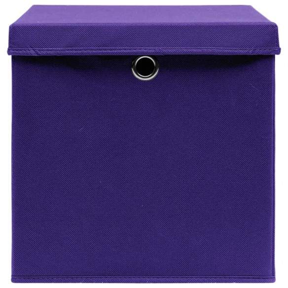 Boîtes de rangement avec couvercles 4 pcs 28x28x28 cm Violet