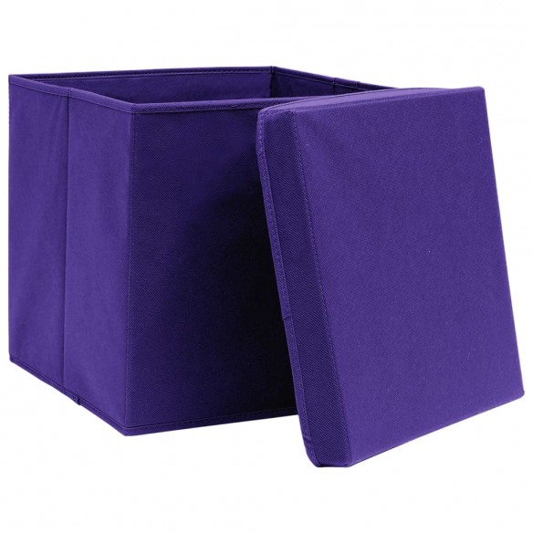 Boîtes de rangement avec couvercles 4 pcs 28x28x28 cm Violet