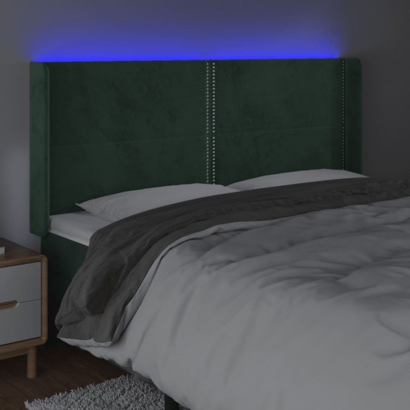 Tête de lit à LED Vert foncé 163x16x118/128 cm Velours