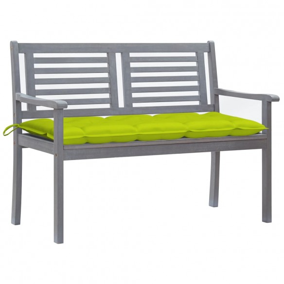 Banc de jardin 2 places avec coussin 120 cm Gris Eucalyptus