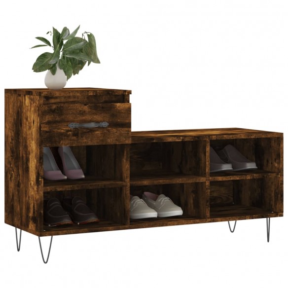 Armoire à chaussures Chêne fumé 102x36x60 cm Bois d'ingénierie