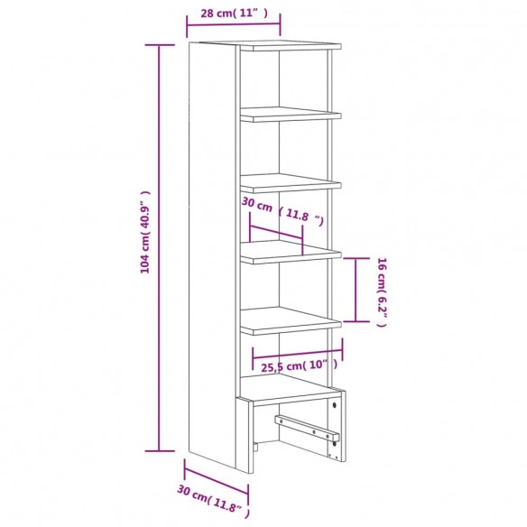 Armoire à chaussures 28x30x104 cm bois de pin massif