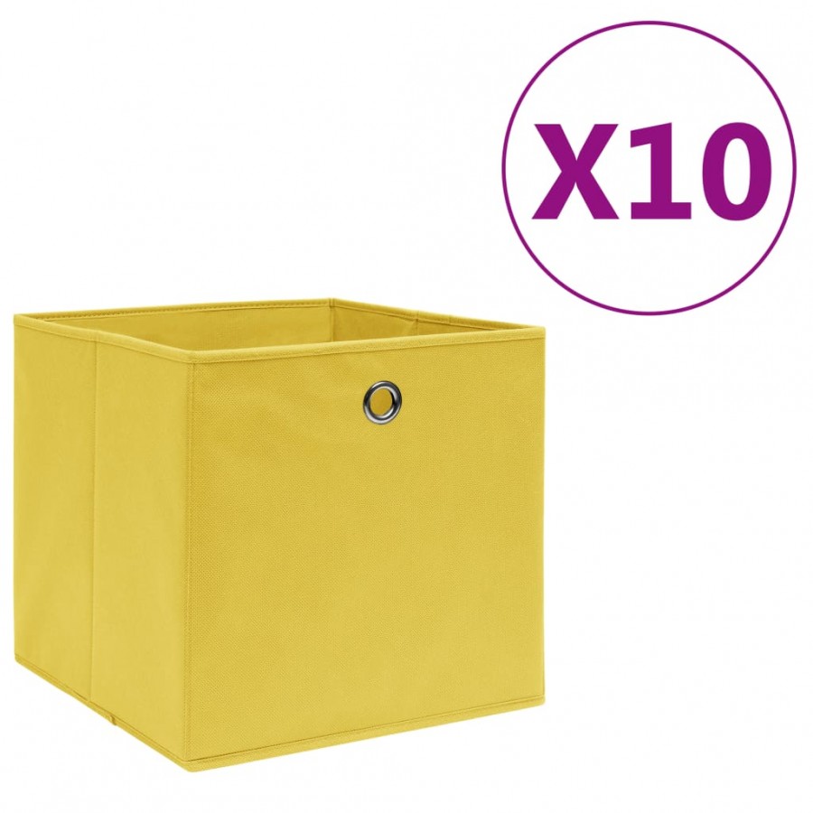 Boîtes de rangement 10 pcs Tissu intissé 28x28x28 cm Jaune