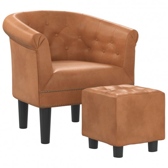 Fauteuil cabriolet avec repose-pied marron similicuir