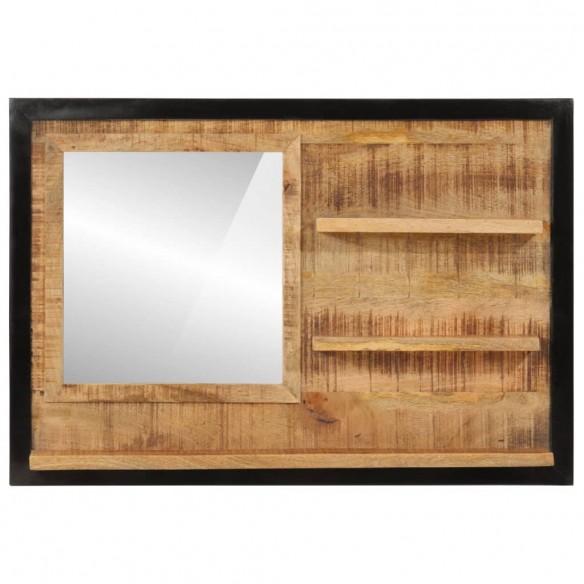 Miroir avec étagères 80x8x55 cm verre et bois massif manguier
