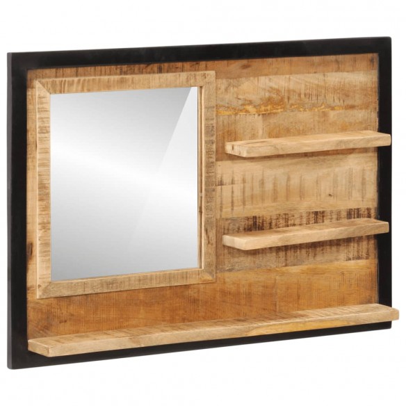 Miroir avec étagères 80x8x55 cm verre et bois massif manguier