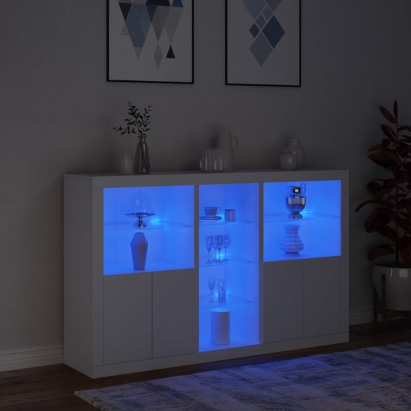 Buffet avec lumières LED blanc 162x37x100 cm