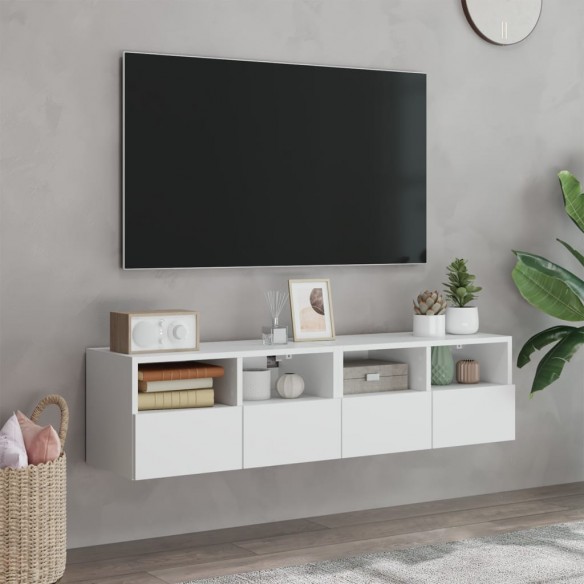 Meubles TV muraux 2 pcs blanc 60x30x30 cm bois d'ingénierie