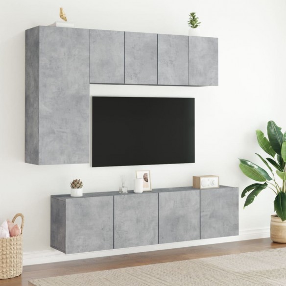 Meuble TV mural gris béton 60x30x41 cm