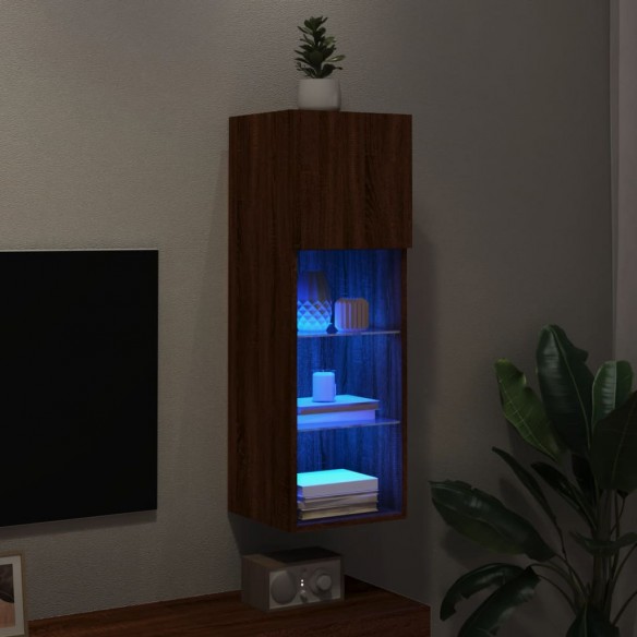 Meuble TV avec lumières LED chêne marron 30,5x30x90 cm