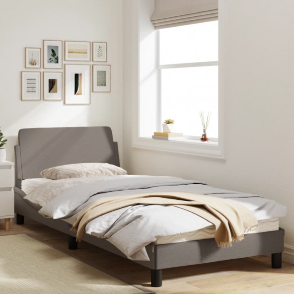 Cadre de lit avec tête de lit Taupe 90x200 cm Tissu