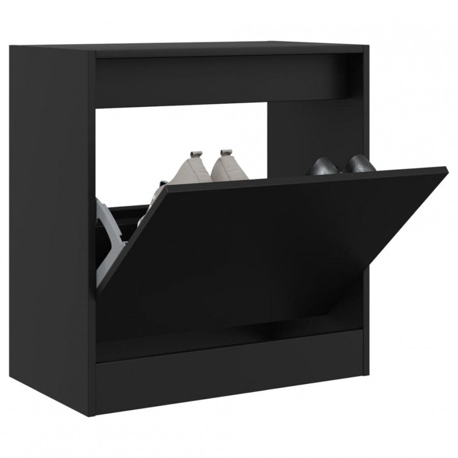 Armoire à chaussures noir 60x34x63,5 cm bois d'ingénierie