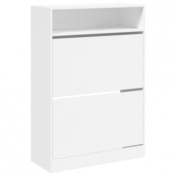 Armoire à chaussures 2 tiroirs rabattables blanc 80x34x116 cm