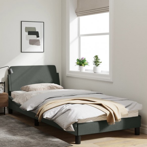 Cadre de lit avec tête de lit Gris foncé 80x200 cm Tissu
