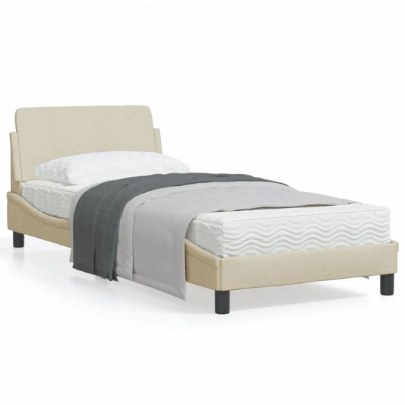 Cadre de lit avec tête de lit Crème 80x200 cm Tissu