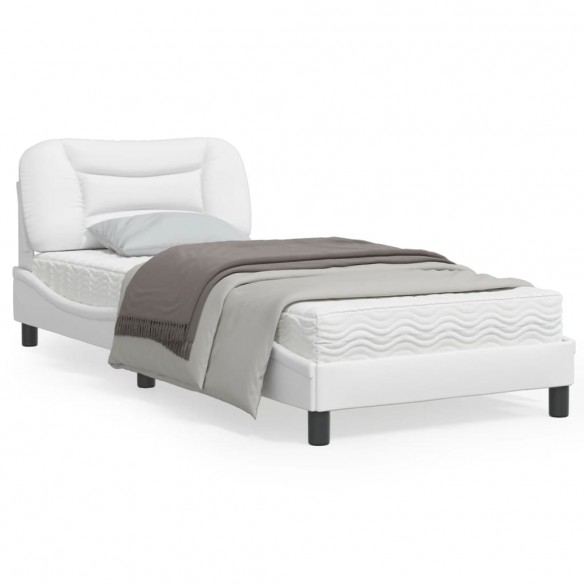 Cadre de lit avec tête de lit Blanc 80x200 cm Similicuir