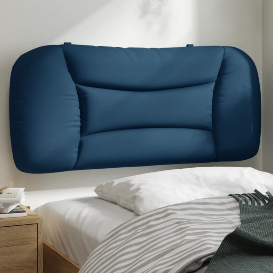 Coussin de tête de lit bleu 80 cm tissu