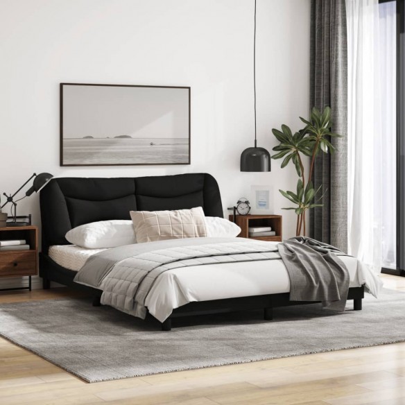 Cadre de lit avec tête de lit Noir 160x200 cm Tissu