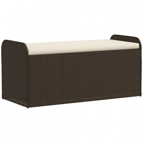 Banc de rangement et coussin marron 115x51x52 cm résine tressée