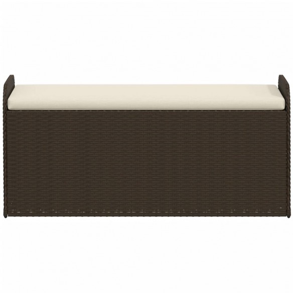 Banc de rangement et coussin marron 115x51x52 cm résine tressée