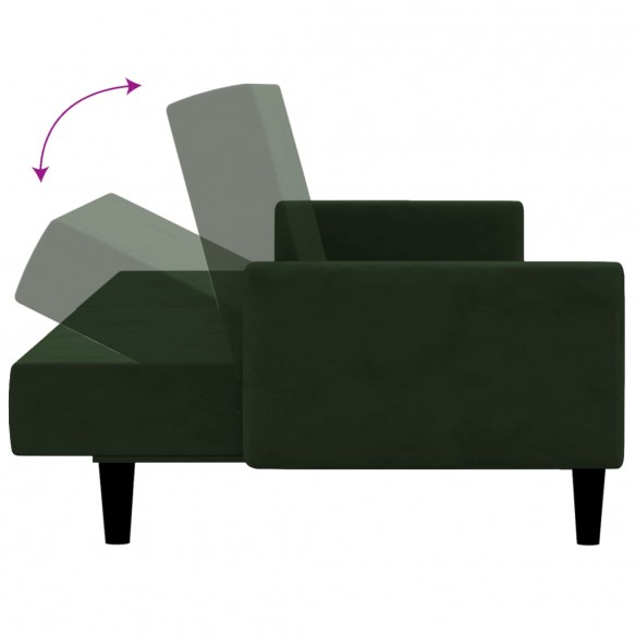 Canapé-lit à 2 places vert foncé velours