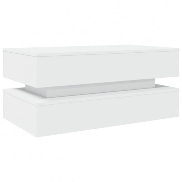 Table basse avec lumières LED blanc 90x50x40 cm