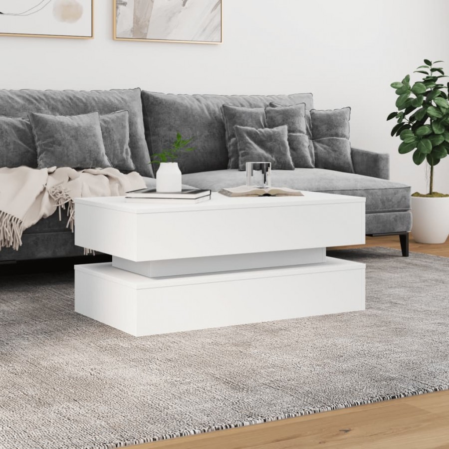 Table basse avec lumières LED blanc 90x50x40 cm Table basse avec lumières LED blanc 90x50x40 cm