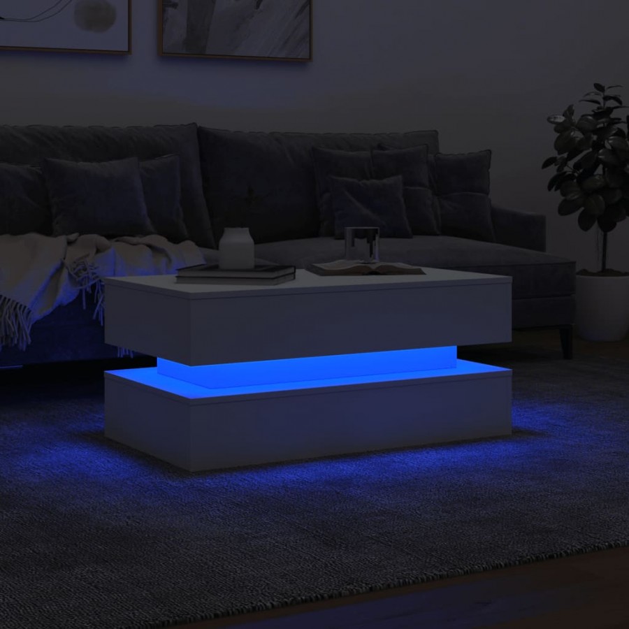 Table basse avec lumières LED blanc 90x50x40 cm Table basse avec lumières LED blanc 90x50x40 cm